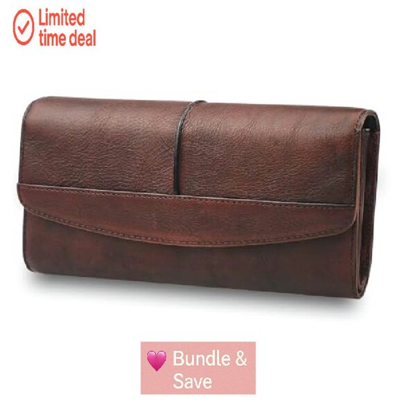 Large Capacity Leather Wallet Clutch Organizer with 18 Card Slots - Picture 2 of 8